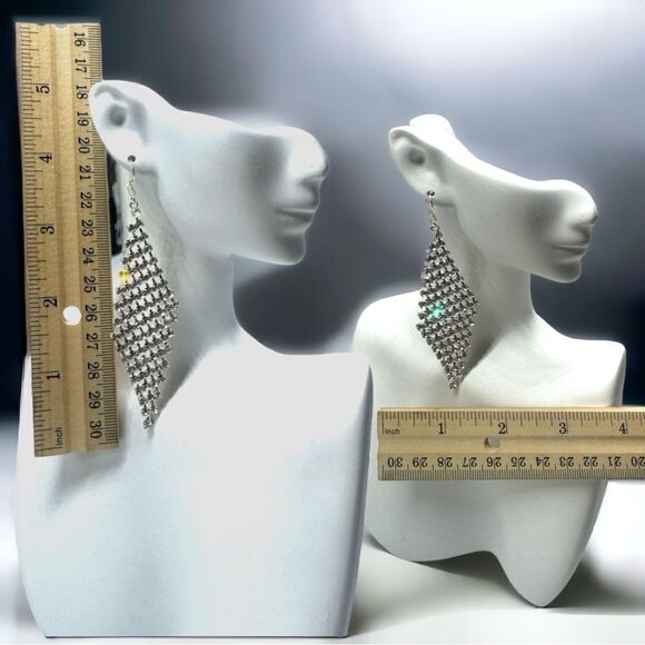 4” Dangle Drop Earrings l Bridal, Festive, Formal l Hook l New - Picture 5 of 12